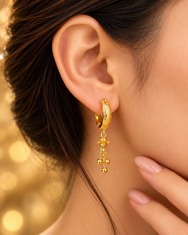 Traditional Gold Bali Earrings thumbnail 2