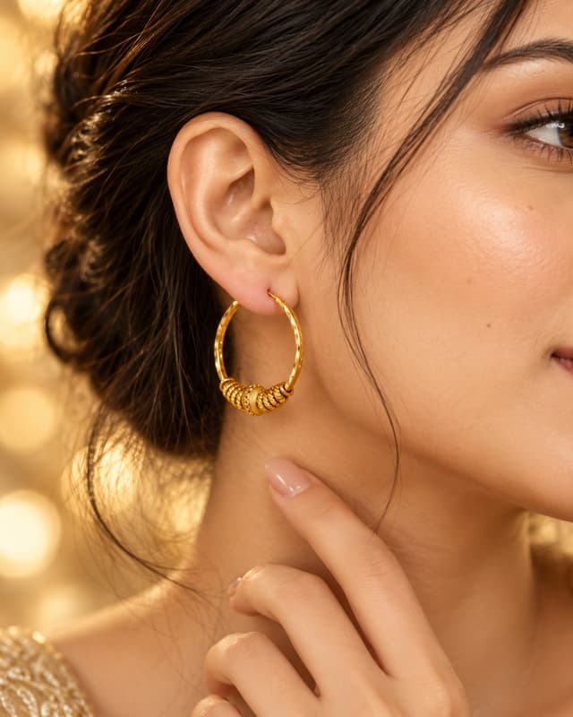 Elegant Gold Bali Earrings thumbnail 2