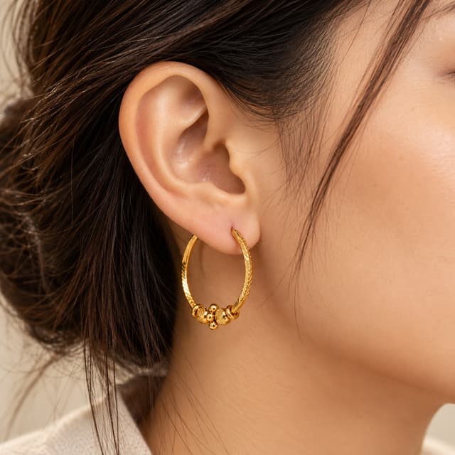 Elegant Gold Bali Earrings thumbnail 2