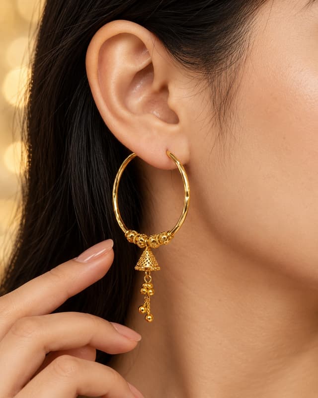 Elegant Golden Bali Earrings thumbnail 2