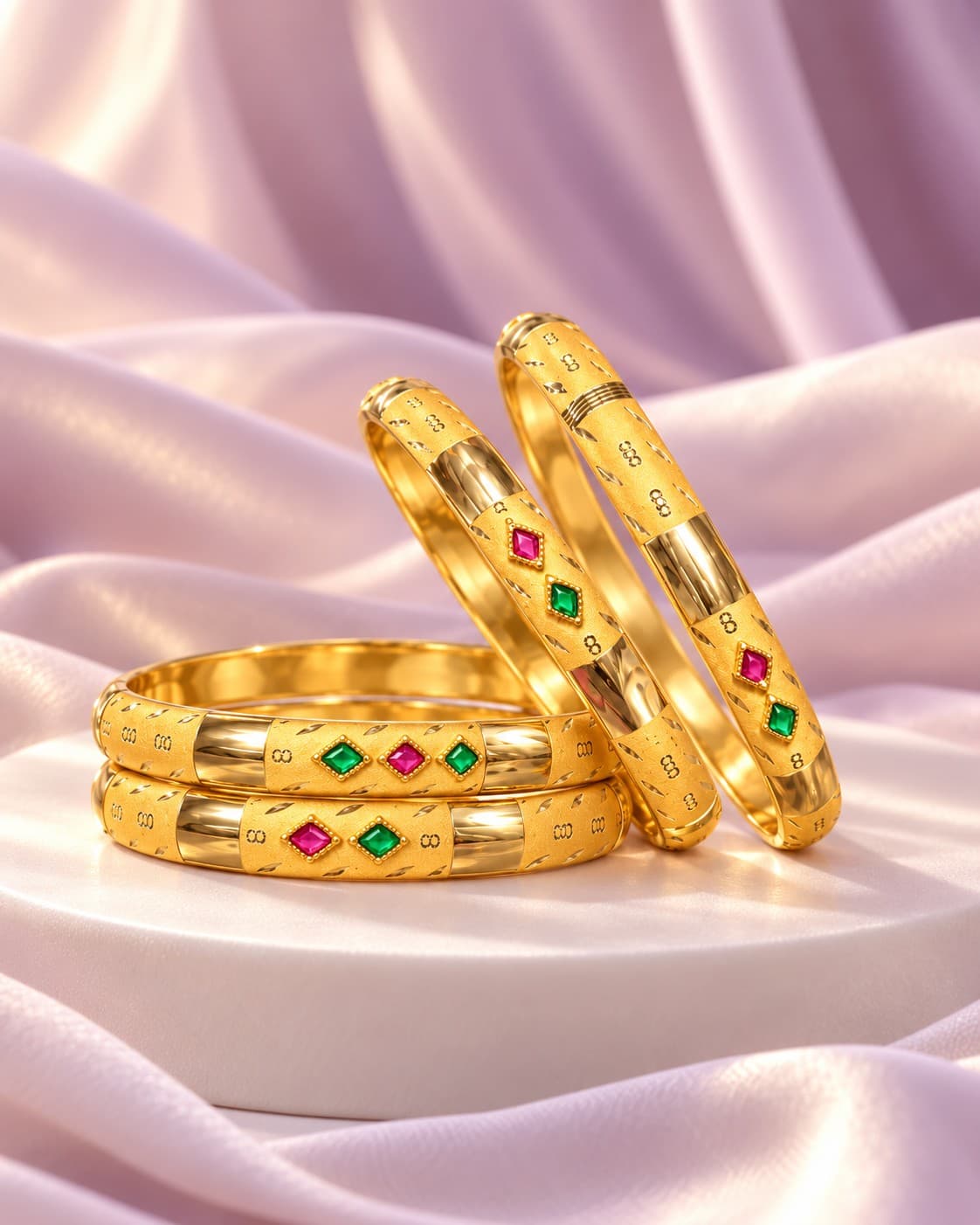 Gold Traditional Meena-Studded Bangles