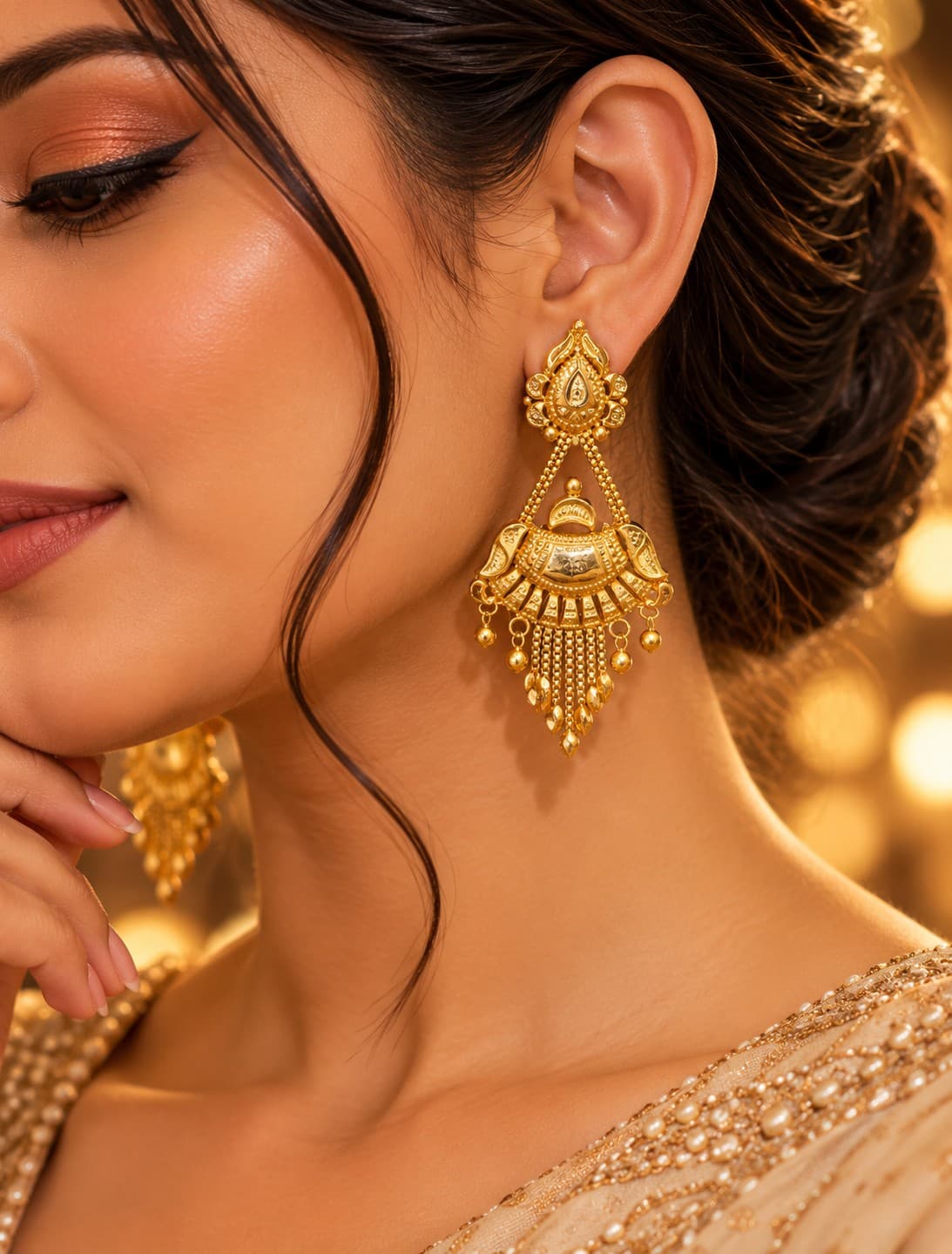 Gold Jhala Earrings