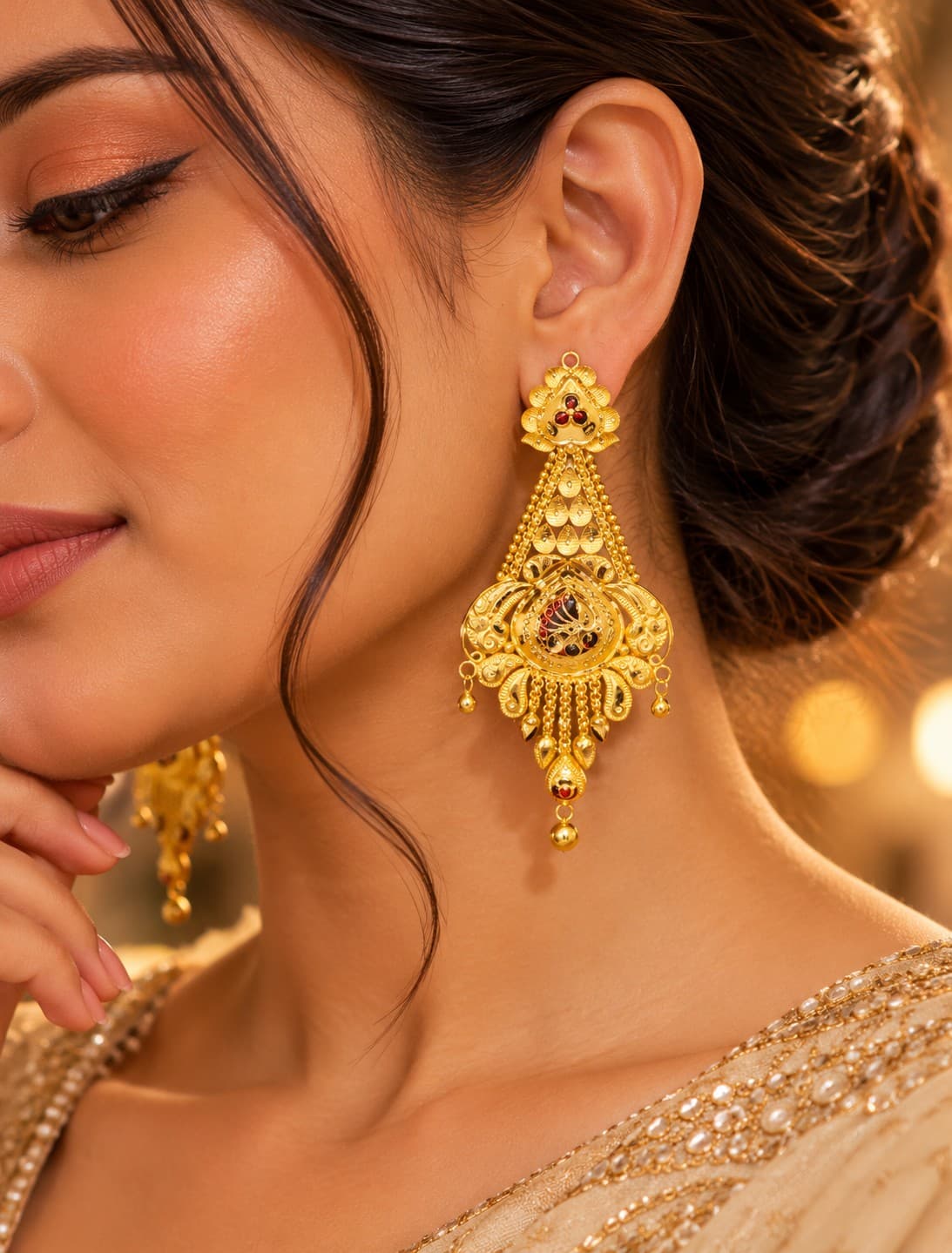 Traditional Gold Jhala Earrings