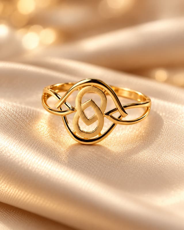 Dual Finish Interlocking Gold Ring thumbnail 1