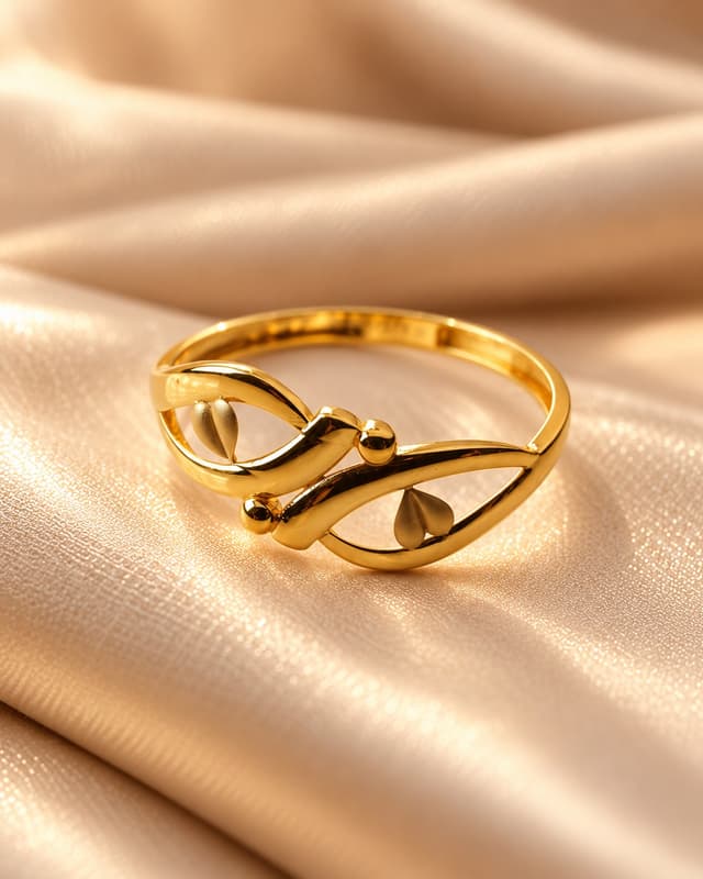 Graceful Bypass Floral Gold Ring thumbnail 1