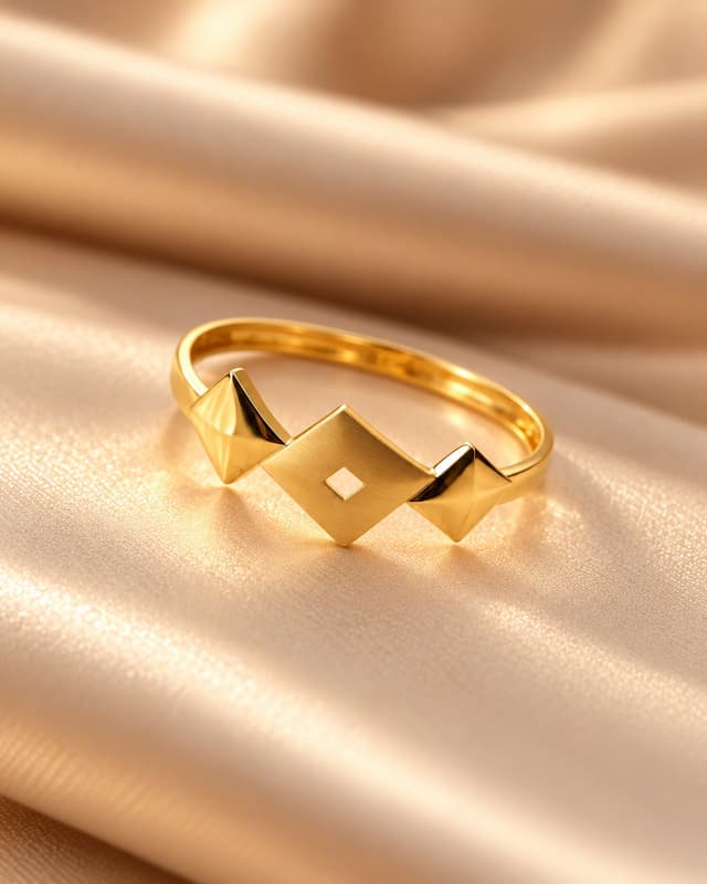 Contemporary Geometric Rhombus Gold Ring thumbnail 1