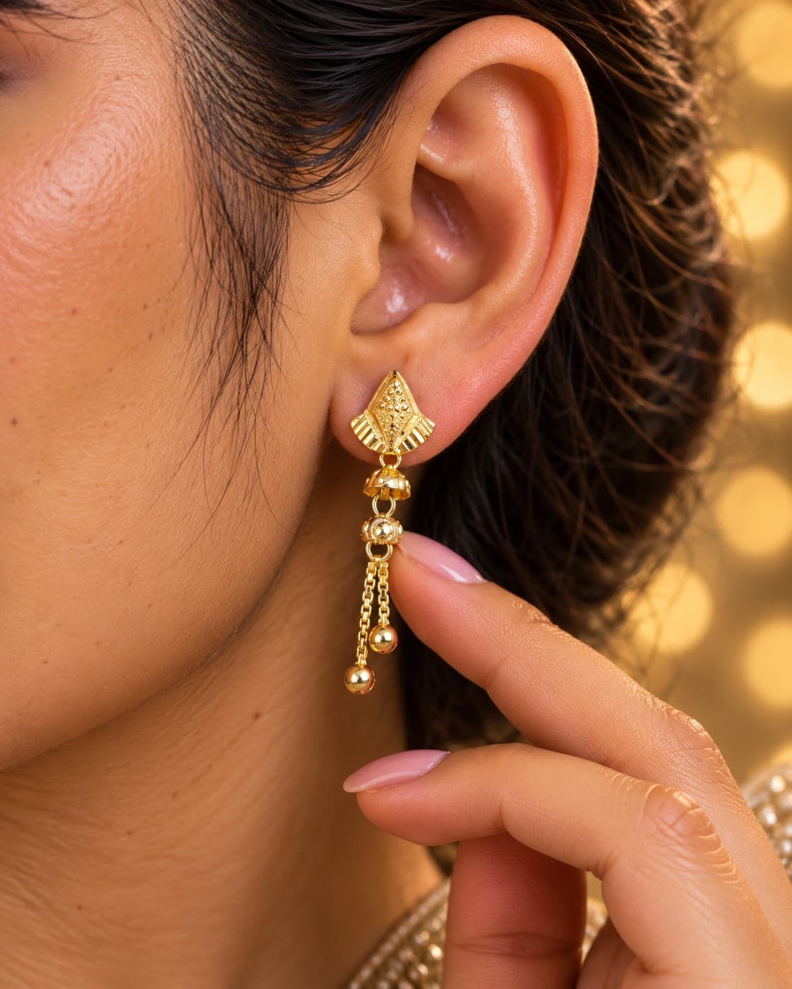 Gold Traditional Latkan Earrings