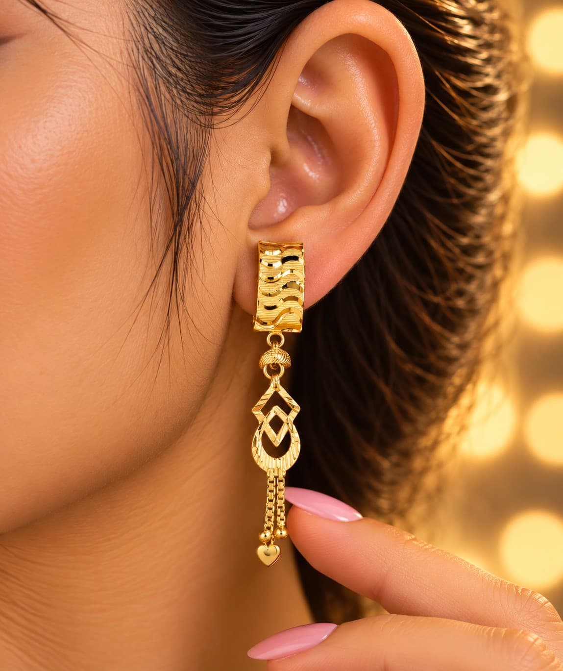 Elegant Gold Latkan Earrings