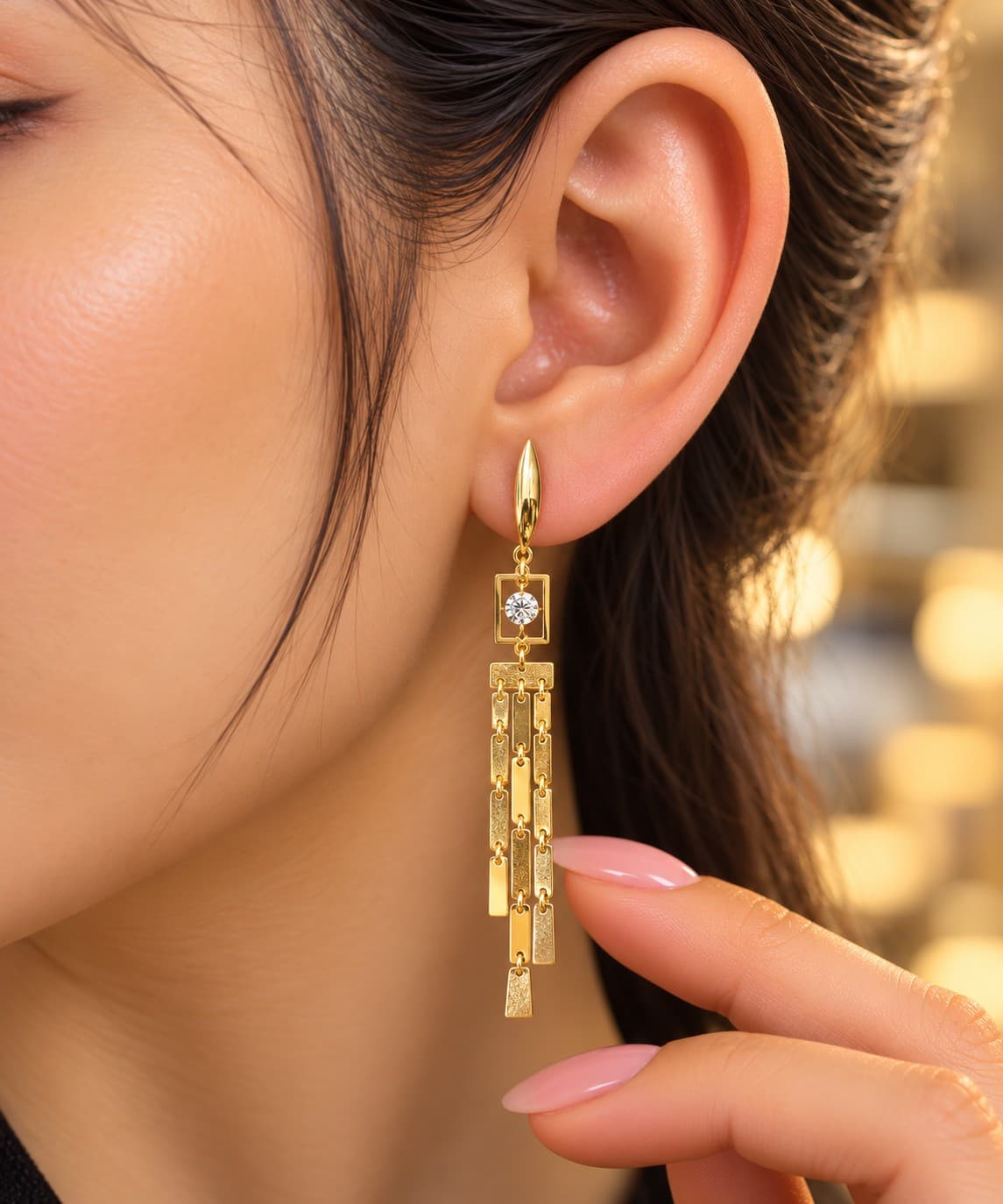 Elegant Gold Emerald Latkan Earrings