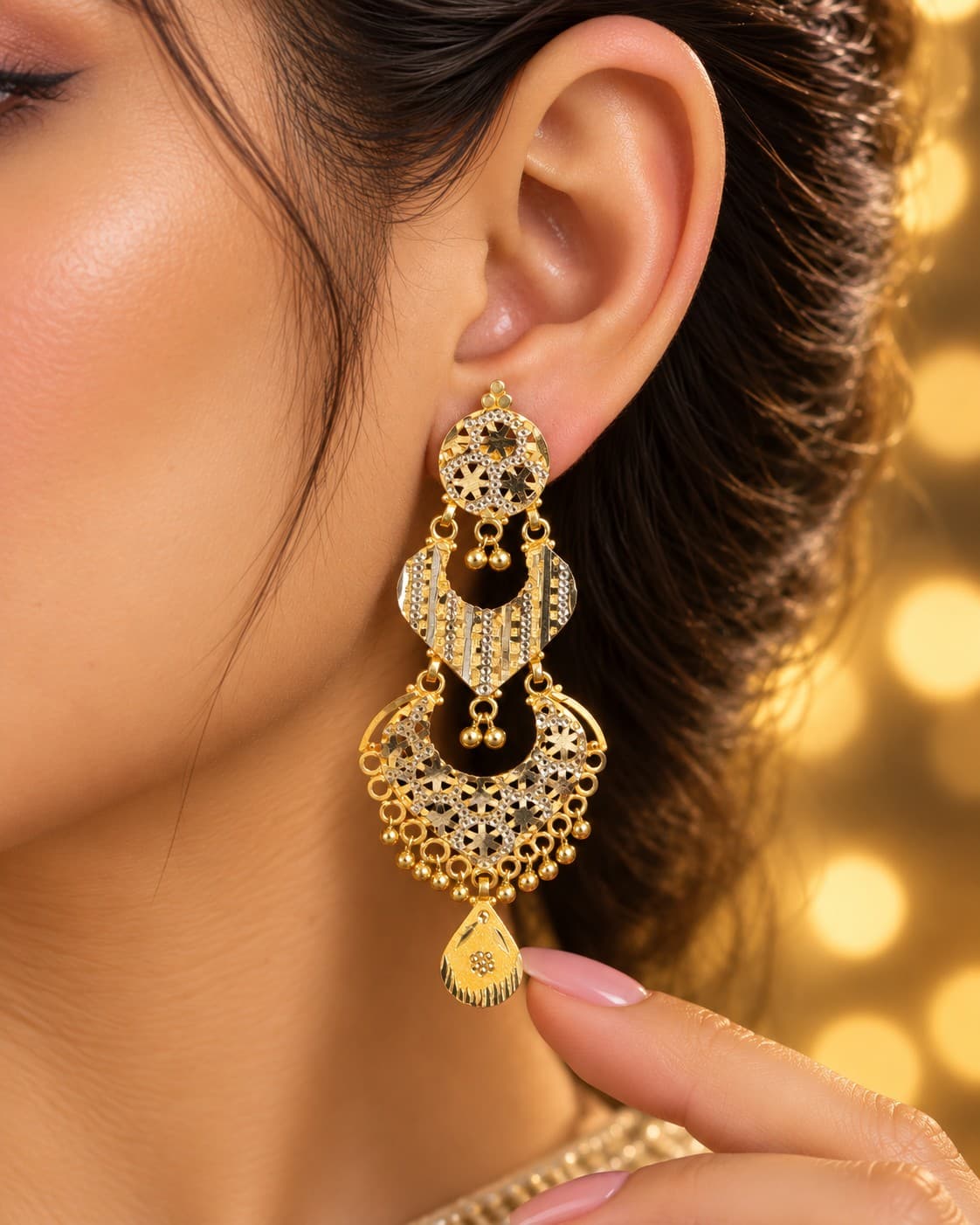 Elegant Gold Latkan Earrings