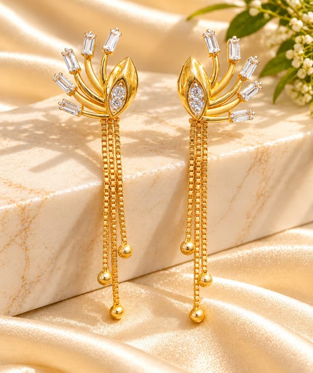 Elegant Gold Latkan Earrings thumbnail 2