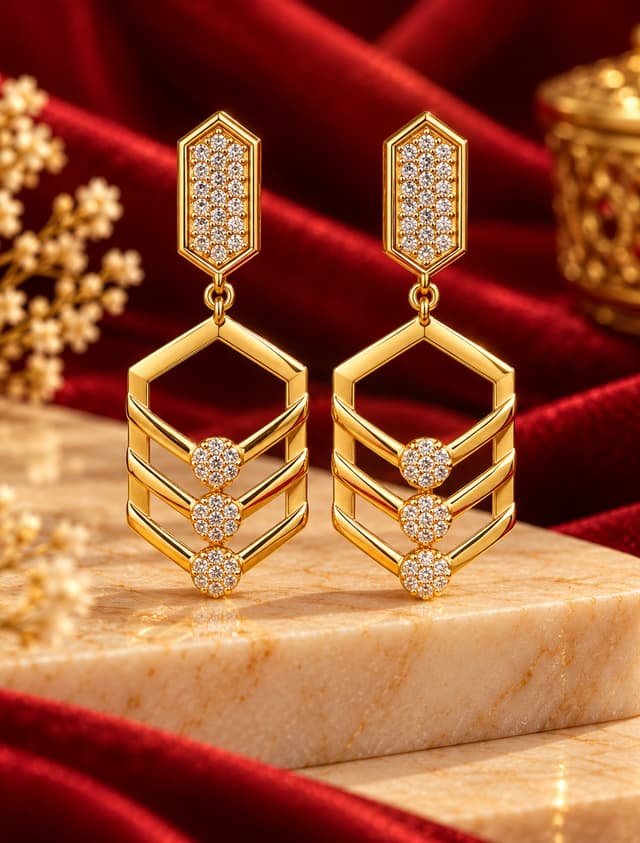 Elegant Gold Latkan Earrings thumbnail 2