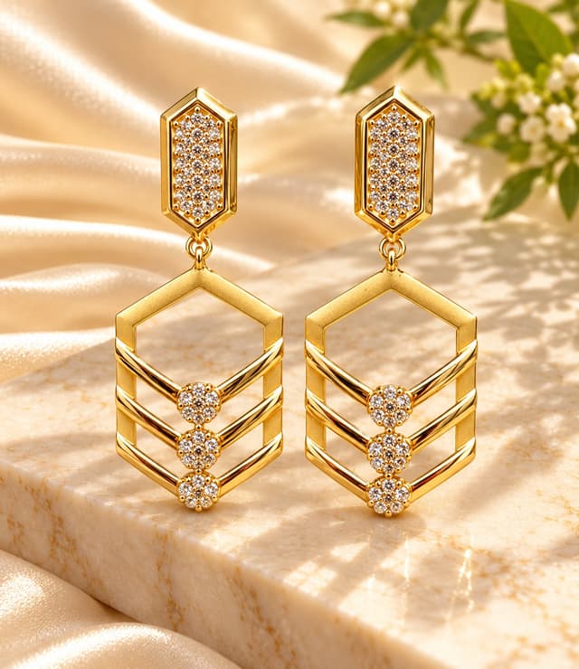 Elegant Gold Latkan Earrings thumbnail 3