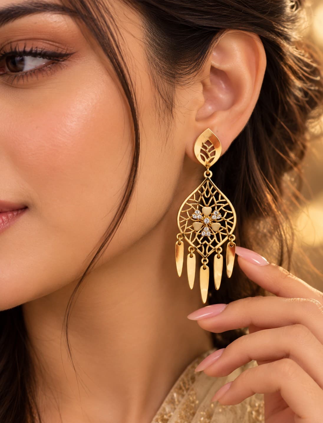 Elegant Golden Latkan Earrings