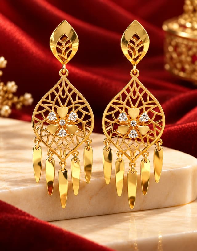 Elegant Golden Latkan Earrings thumbnail 2
