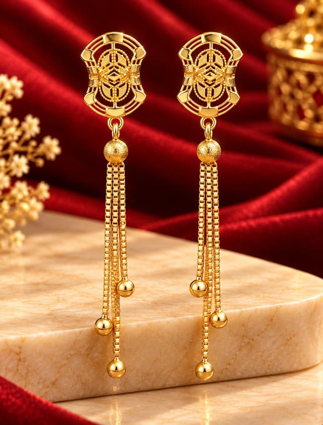 Emerald Elegant Gold Latkan Earrings thumbnail 2