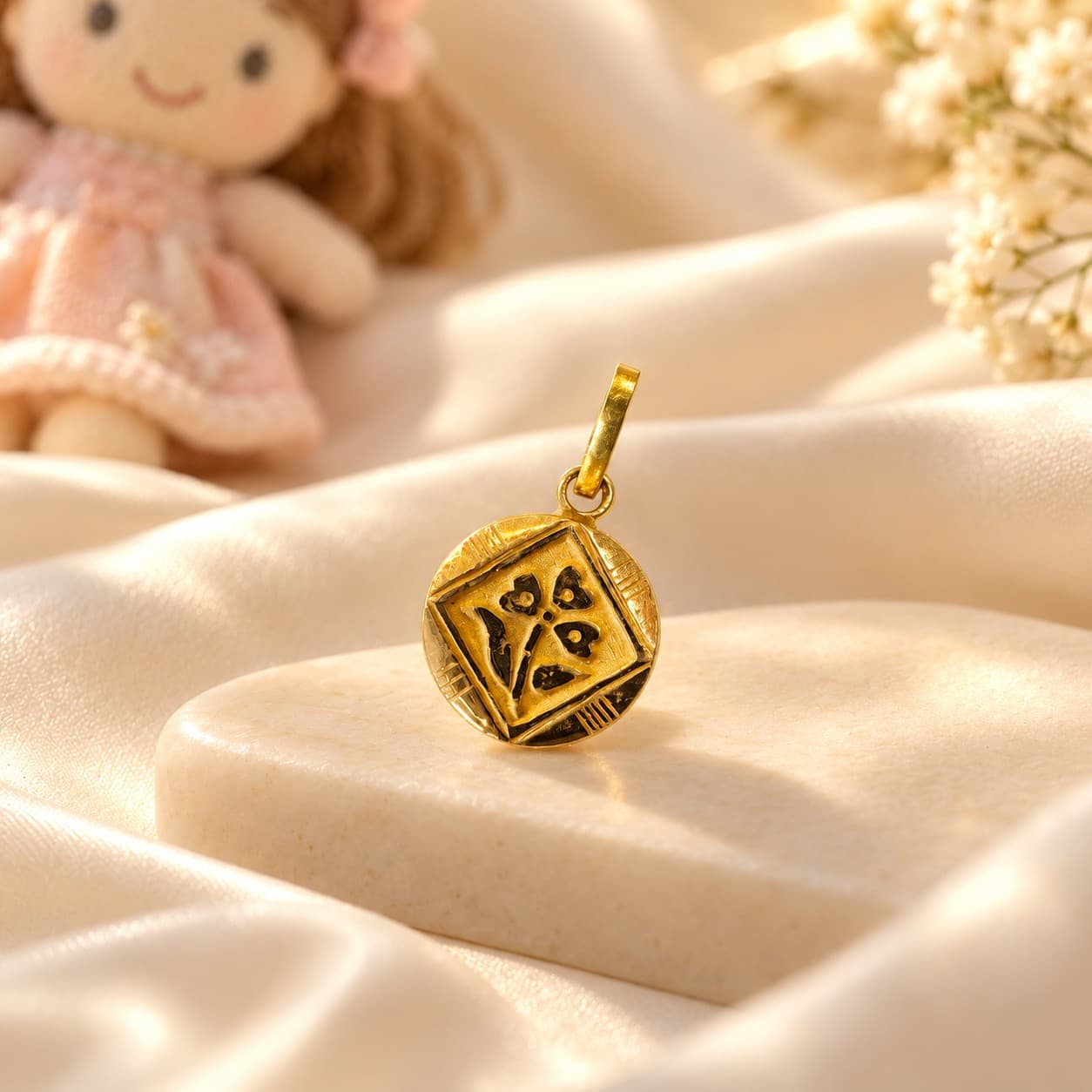 Floral Gold Locket for Women & Kids
