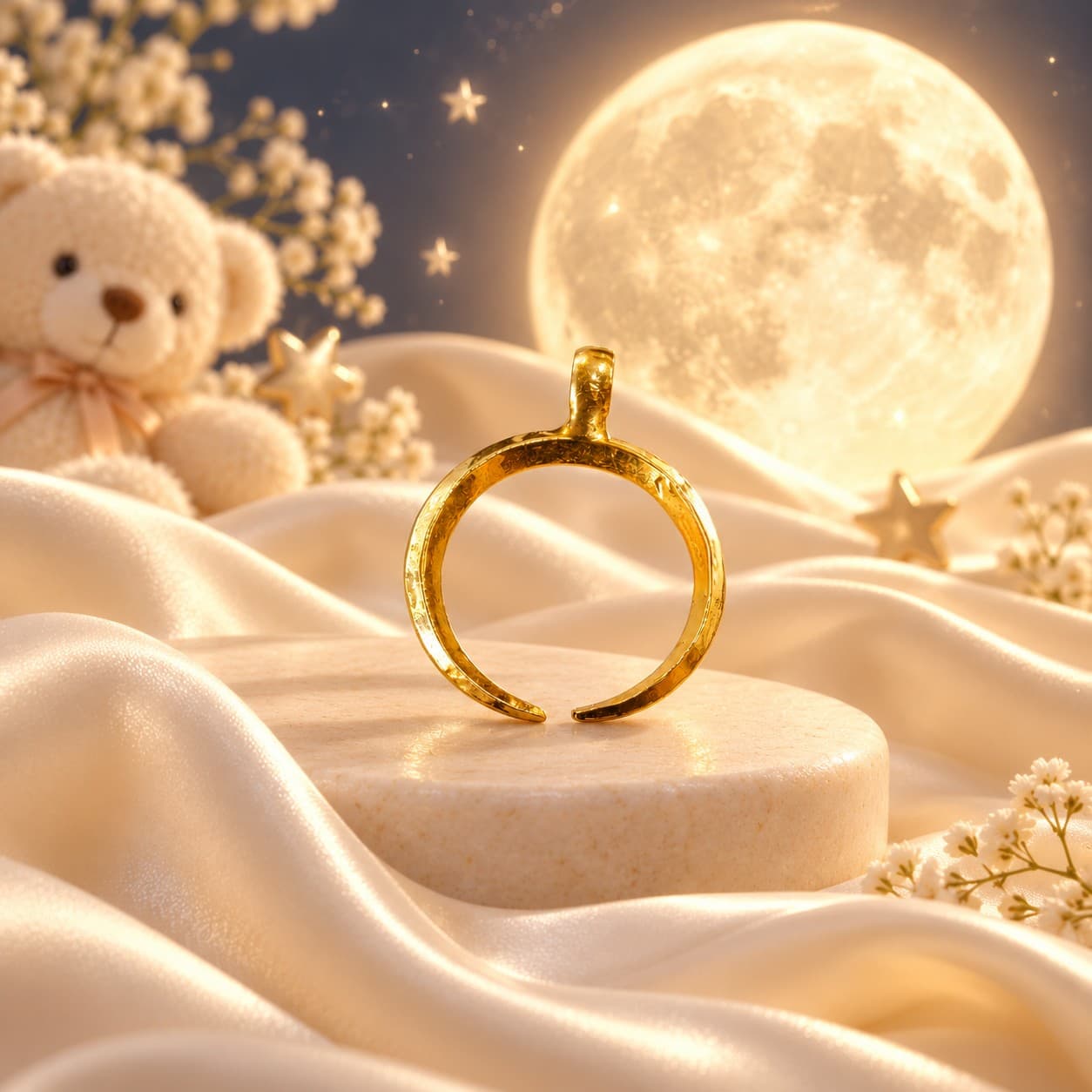 Gold Chandrama Crescent Moon Locket for Kids