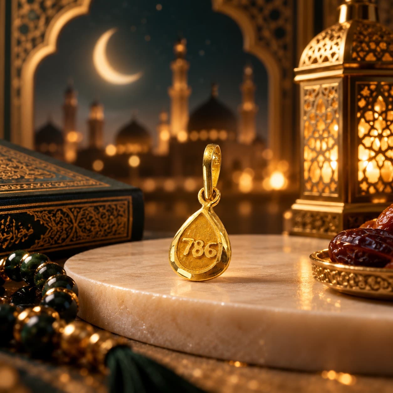 Traditional Gold 786 Teardrop Locket