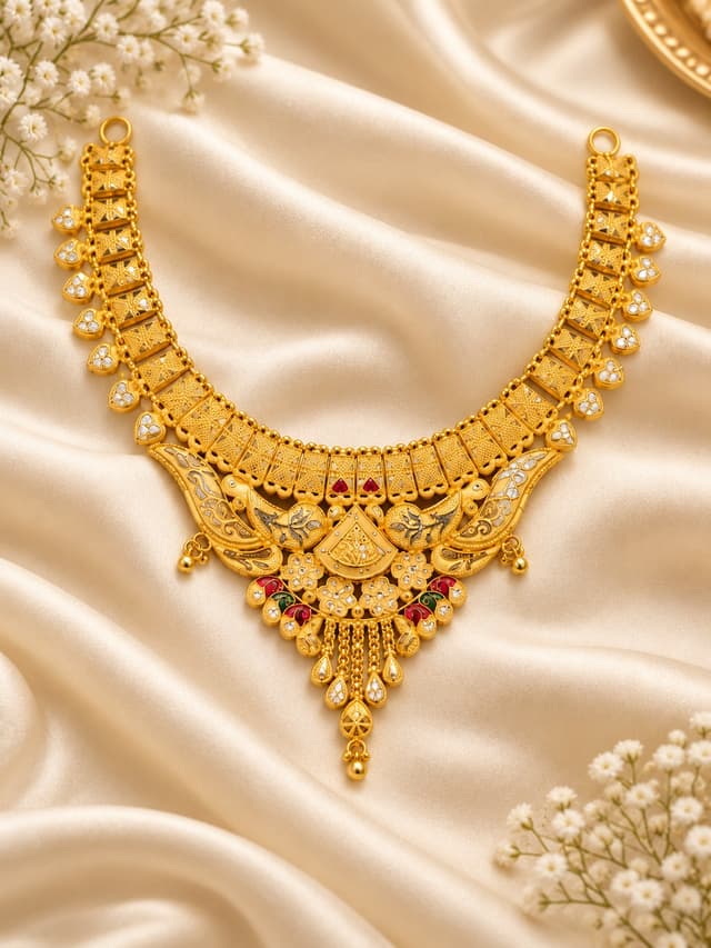 Intricate Gold Necklace Set thumbnail 1