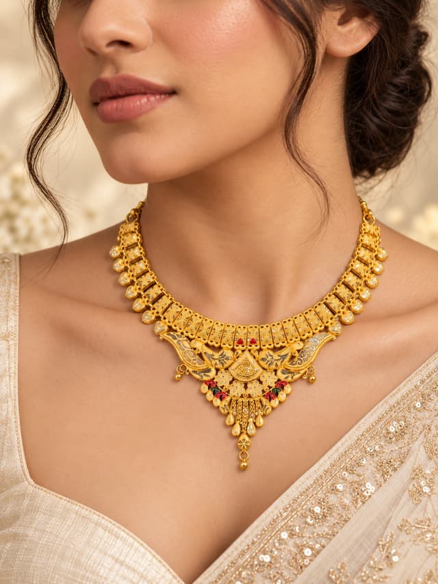 Intricate Gold Necklace Set thumbnail 2