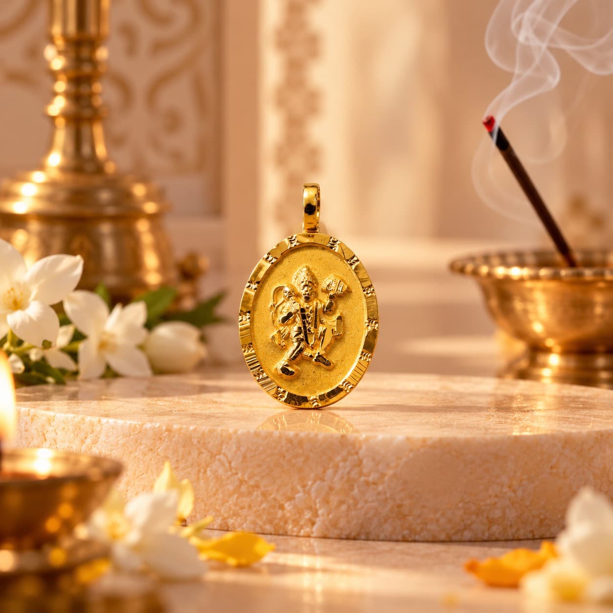 Traditional Gold Hanuman Ji Oval Locket