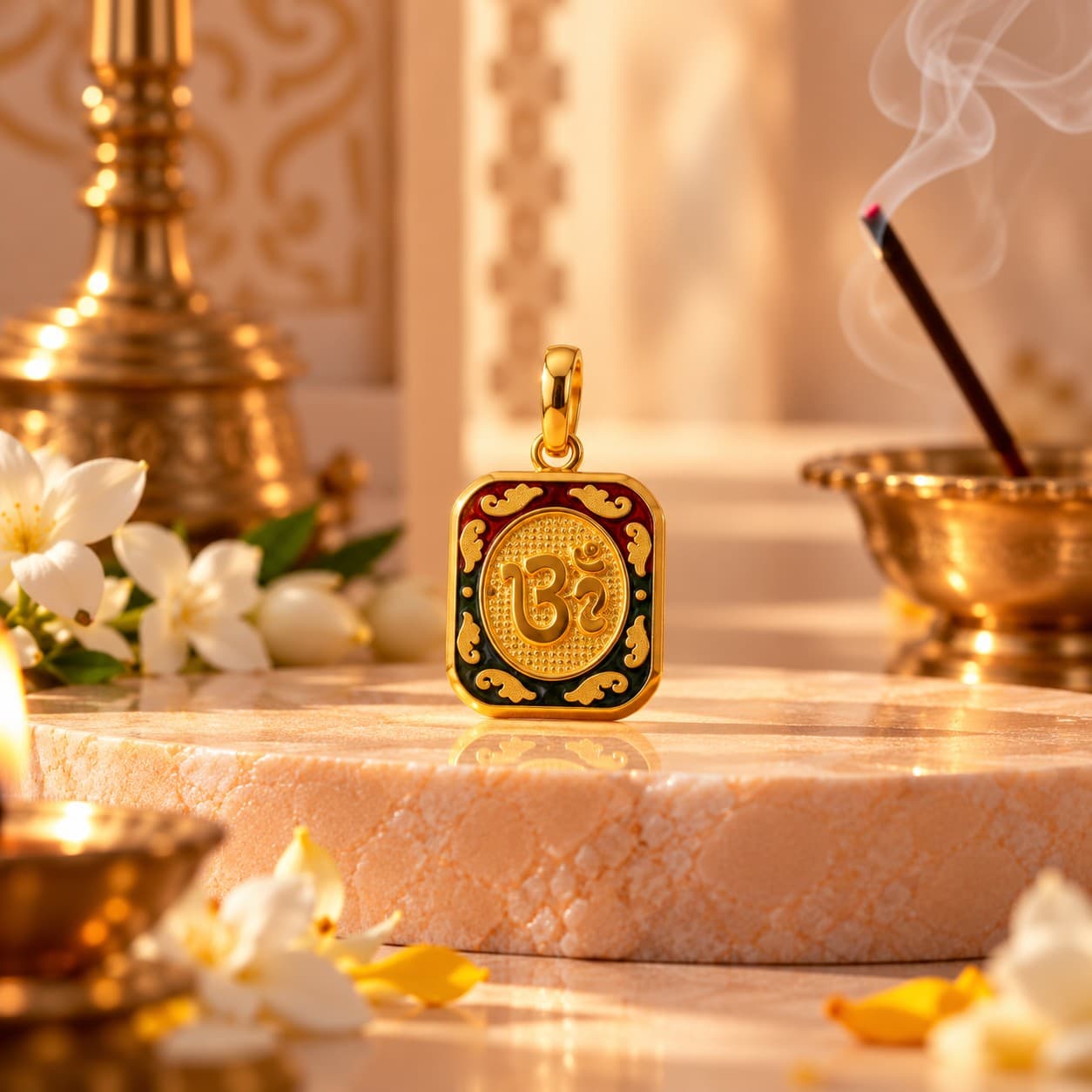 Gold Om Locket Pendant