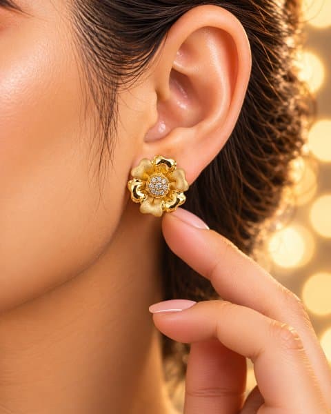 Gold Floral Tops with Stones