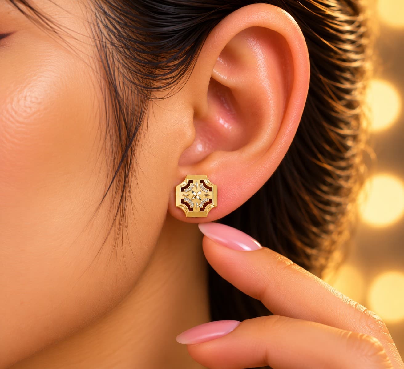 Elegant Gold Stud Tops