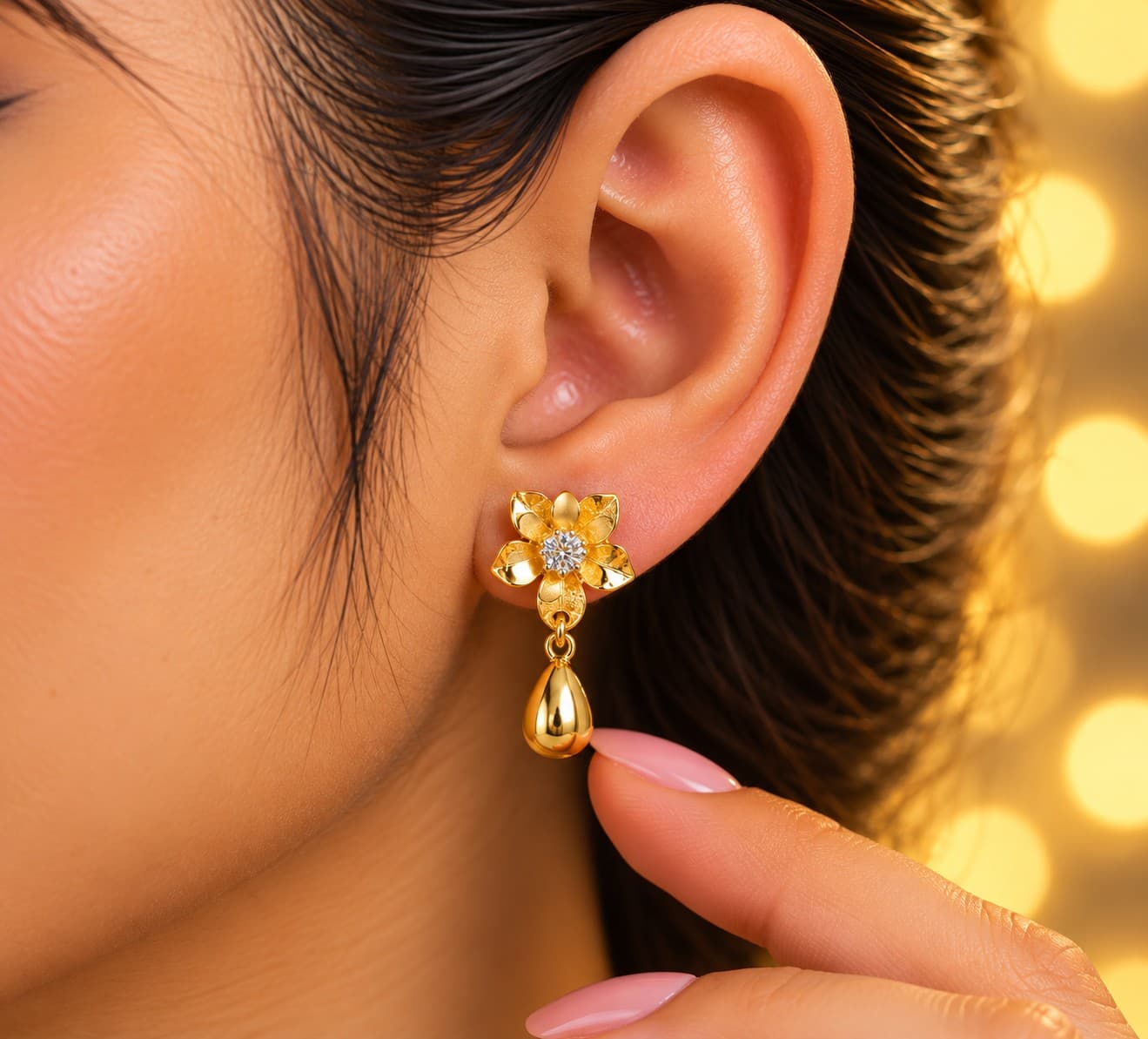Floral Drop Gold Tops
