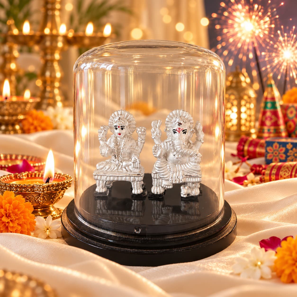 Silver Lakshmi Ganesh Murti
