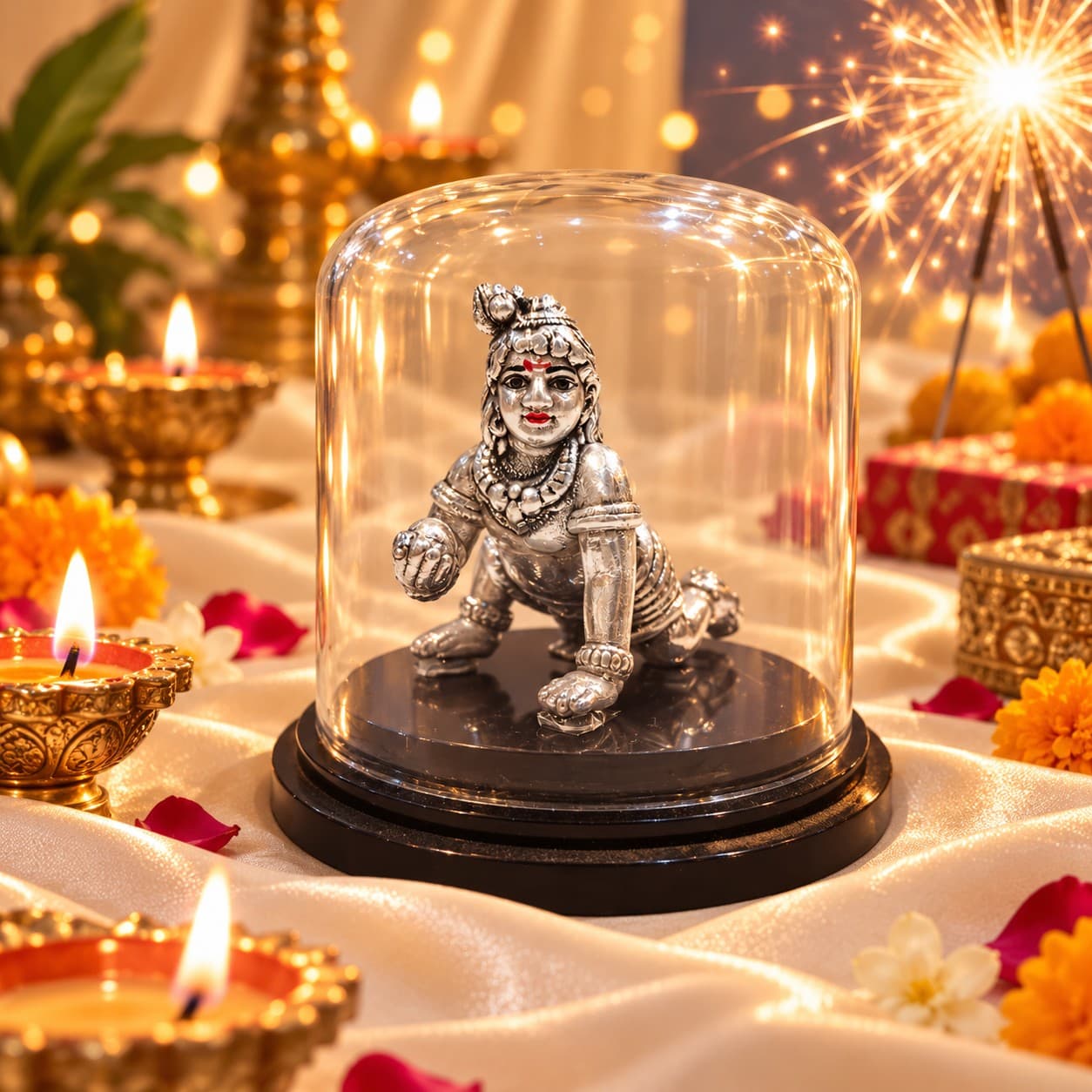 Silver Krishna Murti Statue