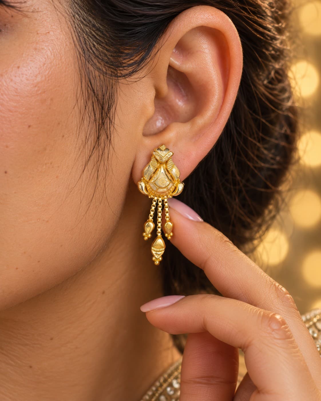 Elegant Gold Latkan Earrings