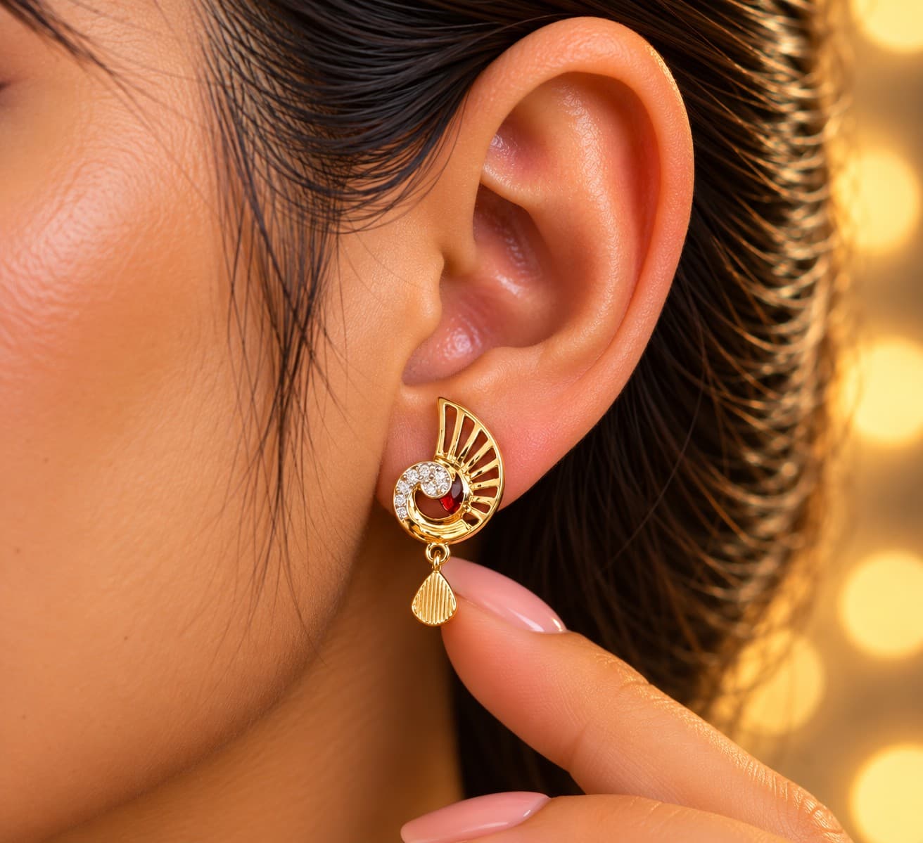 Gold Peacock Latkan Earring
