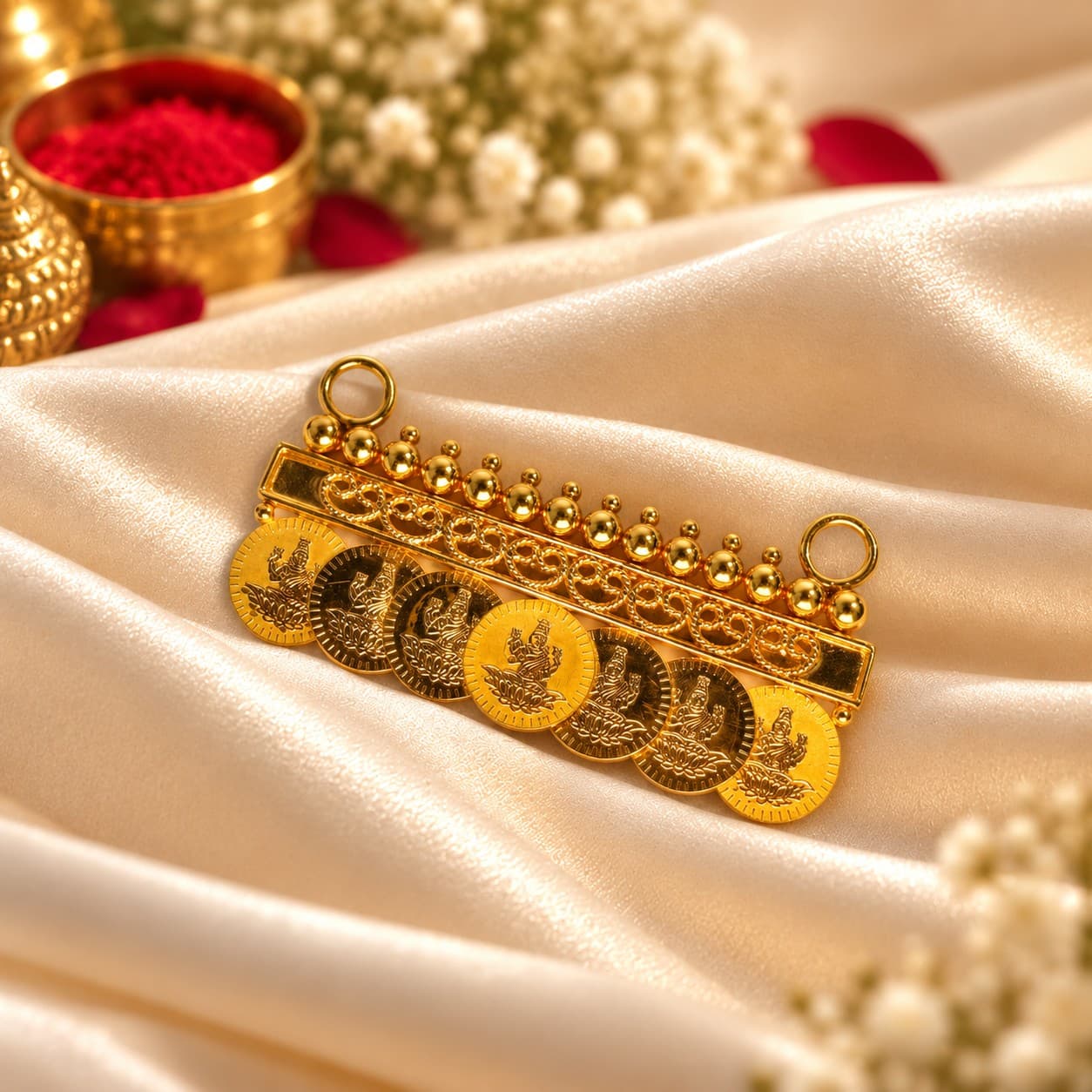 Emerald Laxmi Coin Elegant Gold Locket